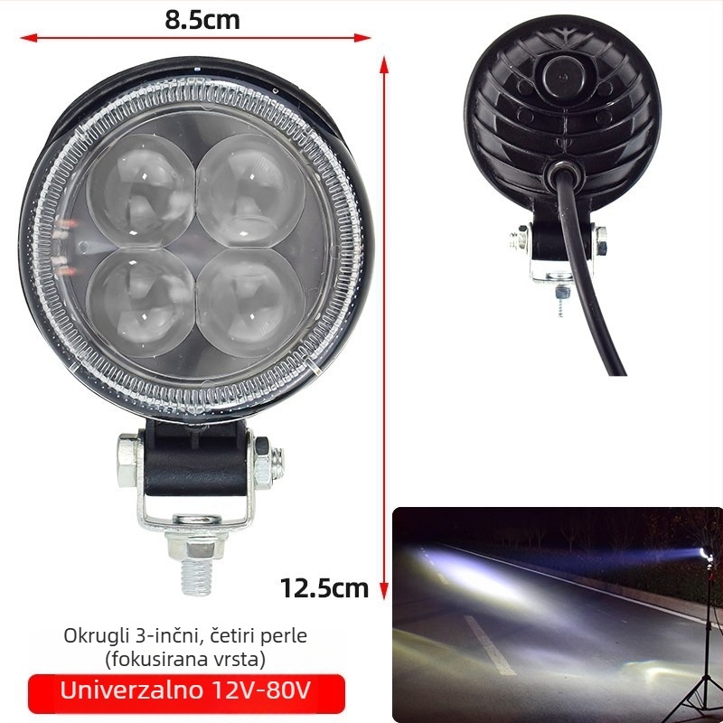LED svjetlo za vozila, 60W, 12V, 1200lm, kućište od aluminijske legure, PC leća