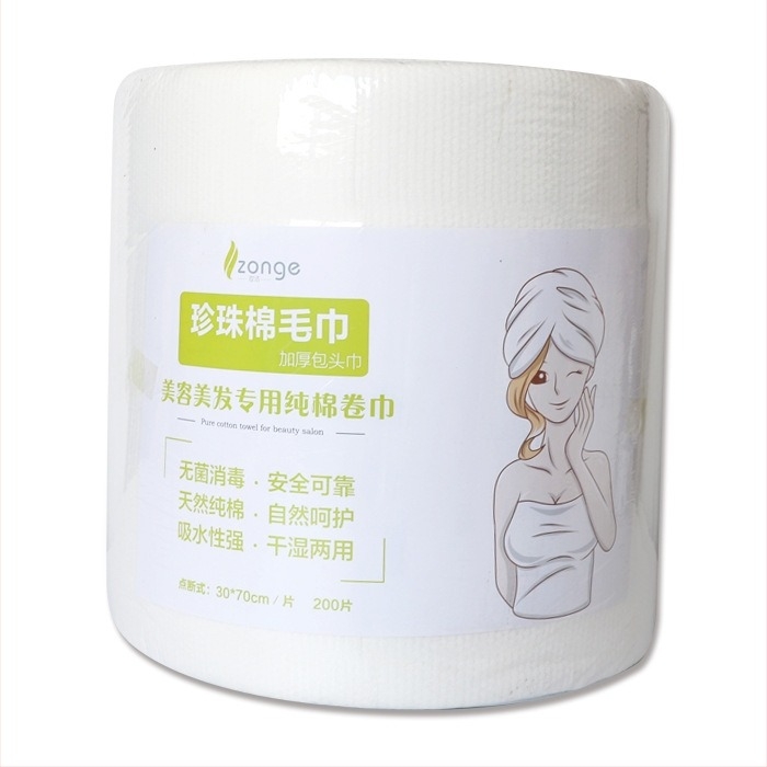 Jednokratne rolice za sušenje kose za salone ljepote i frizerske salone, izuzetno upijajuće, debeli netkani ručnici za kosu (netkani materijal; pamuk 70% / 30% pamuk sadržaja; upijanje 16–20 s; obična tkanina; prilagodba dostupna)