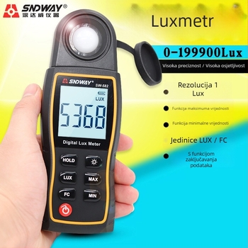 Deepway SW582 ručni digitalni luxmetar — visoka preciznost mjerenja osvjetljenja, napajanje 4,5V
