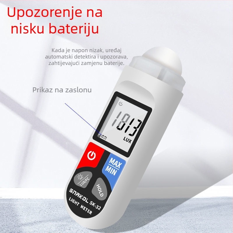 Sneco Digitalni mjerač osvjetljenja, prenosni kućni svjetlomjer, fotometar
