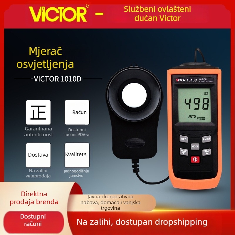 Victor VC1010C+/VC1010D+ digitalni luxmetar, mjerenje do 200000 lux