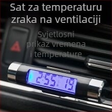 Automobilski elektronički sat s visoko preciznim digitalnim termometrom i senzorom otvora zraka, ABS kućište, model KO1.