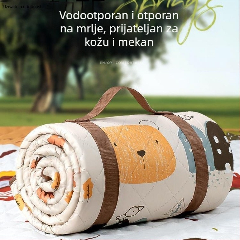 Piknik prostirka s flanelom, vodootporna vanjska podloga za kampiranje, prijenosna za više osoba