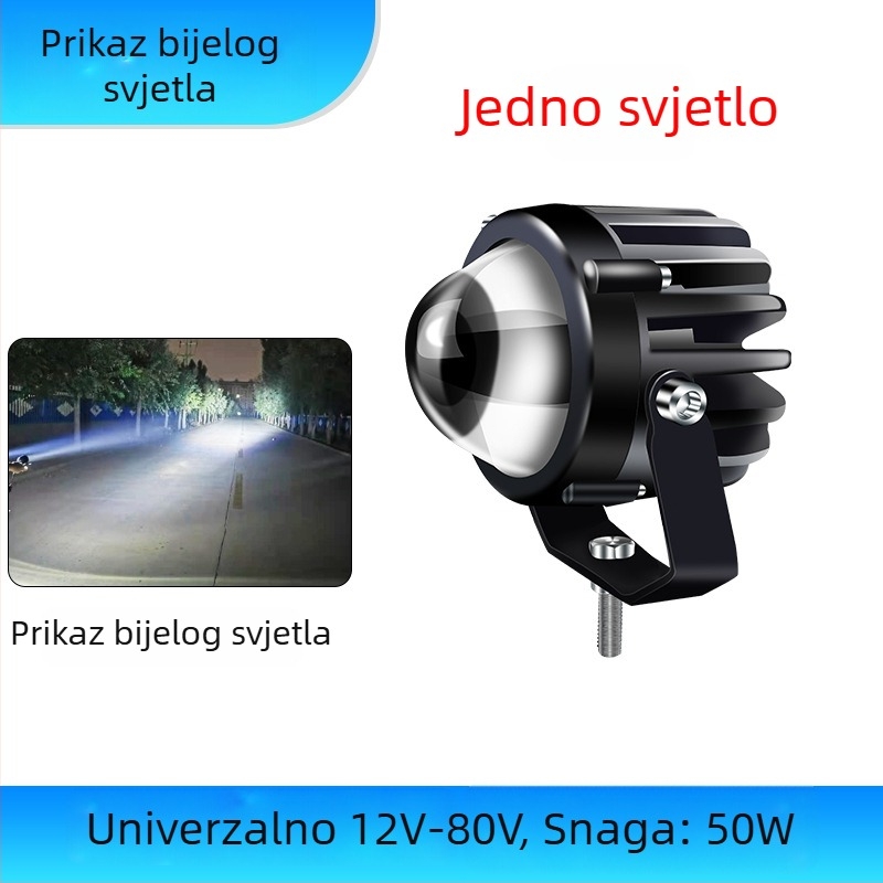 Automobilski LED reflektor visokog snopa, ultra jasna leća, LED izvor 1W, 12–24V, univerzalno za kamione