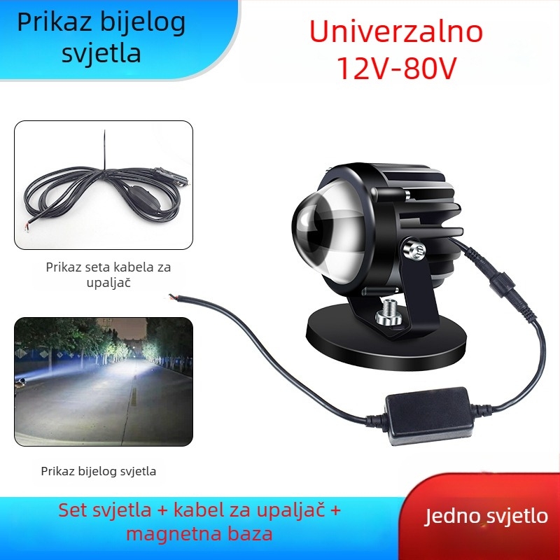Automobilski LED reflektor visokog snopa, ultra jasna leća, LED izvor 1W, 12–24V, univerzalno za kamione