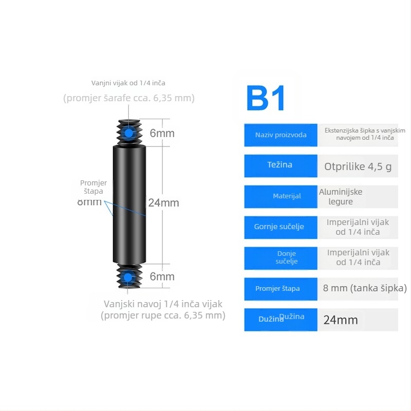 Aluminijska legura univerzalni centrirajući štap, prošireni, model S-YC01, marka Jin nian shi'an
