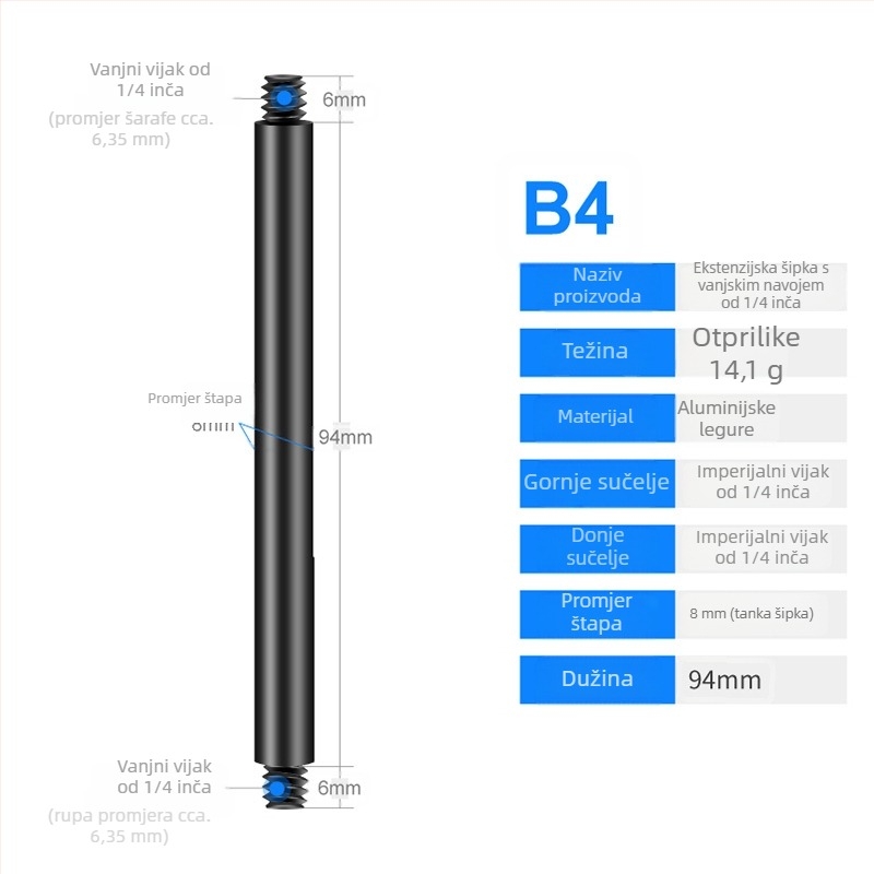 Aluminijska legura univerzalni centrirajući štap, prošireni, model S-YC01, marka Jin nian shi'an