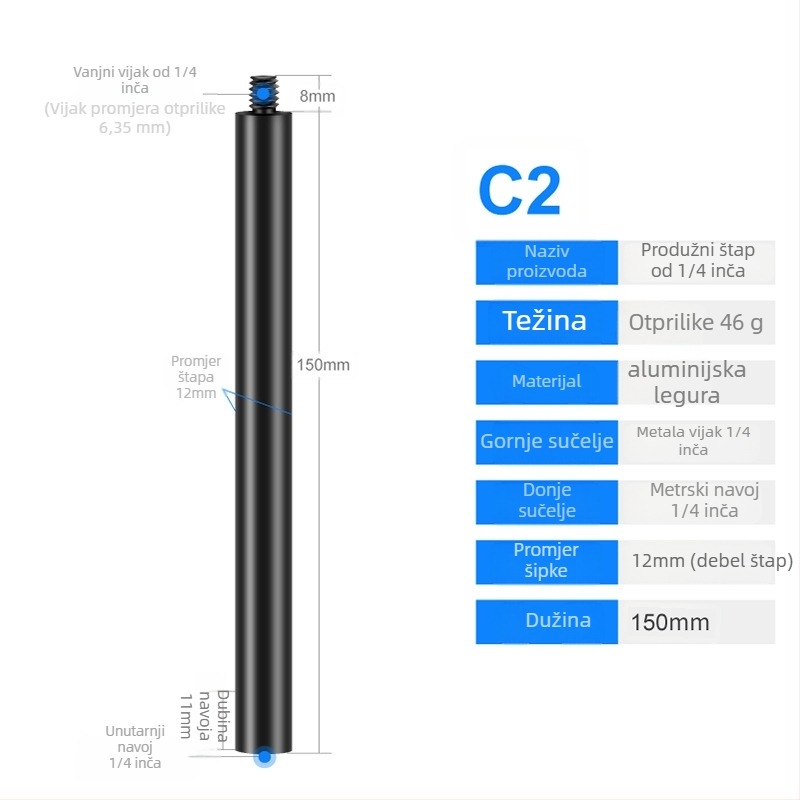 Aluminijska legura univerzalni centrirajući štap, prošireni, model S-YC01, marka Jin nian shi'an