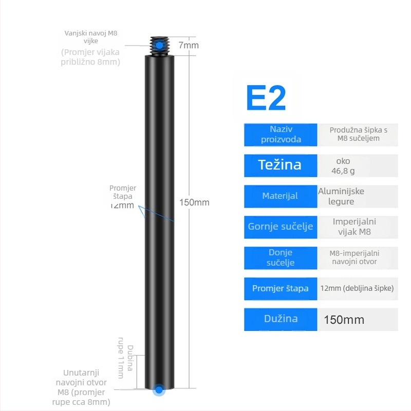 Aluminijska legura univerzalni centrirajući štap, prošireni, model S-YC01, marka Jin nian shi'an