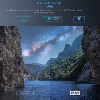 Prenosivi kućni projektor HY300/L011Pro, rezolucija 1280x720, svjetlina 160 ANSI, automatsko fokusiranje