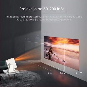 Prijenosni projektor 1080P, visoke jasnosti za kućno kino, ured i nastavu, pametan