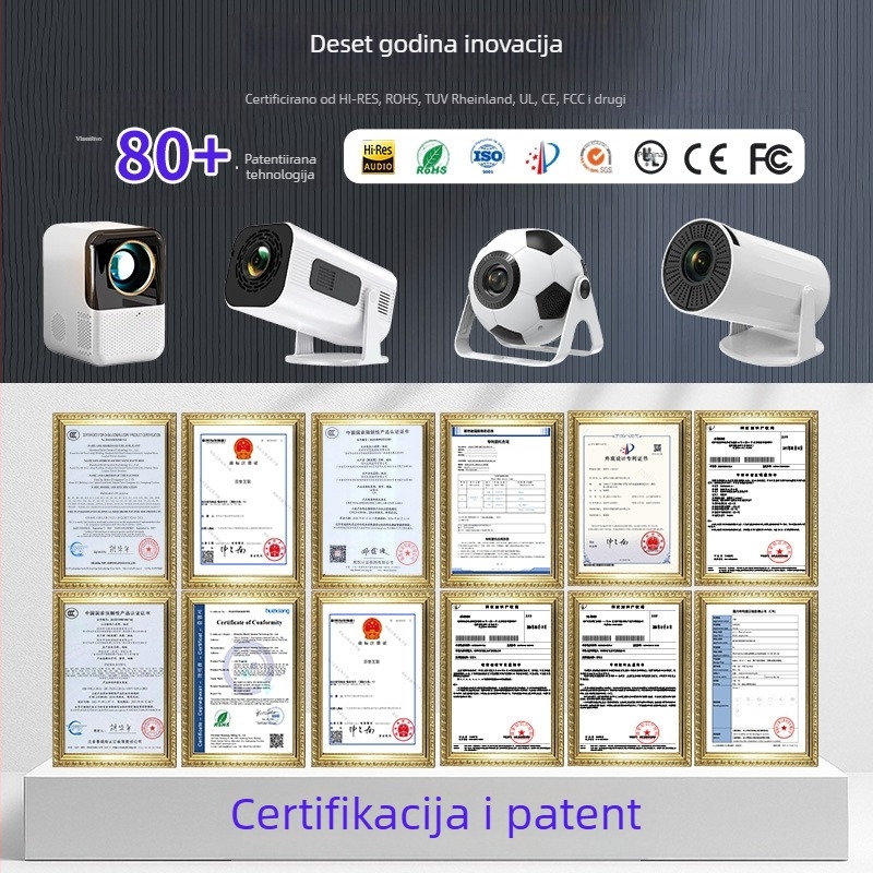 Prijenosni projektor s Bluetoothom, rezolucija 720p, jačina 180 ANSI, bežično projekcija zaslona
