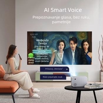 P2 novi model projektor za spavaću sobu i kućni ured, 1080p pametni HD projektor za projekciju na bijelu stijenu, Wi‑Fi i kompatibilan s pametnim telefonom, 100-inčni zaslon