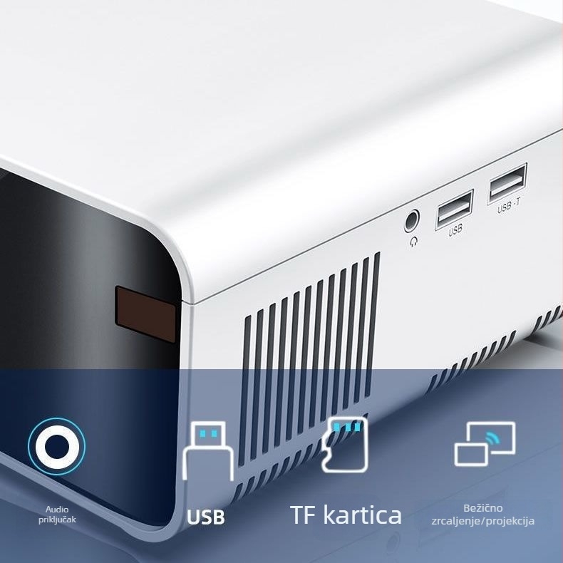 Projektor za spavaću sobu - Ultra HD, mogućnost povezivanja s telefonom, projekcija na zid, za studentski dom
