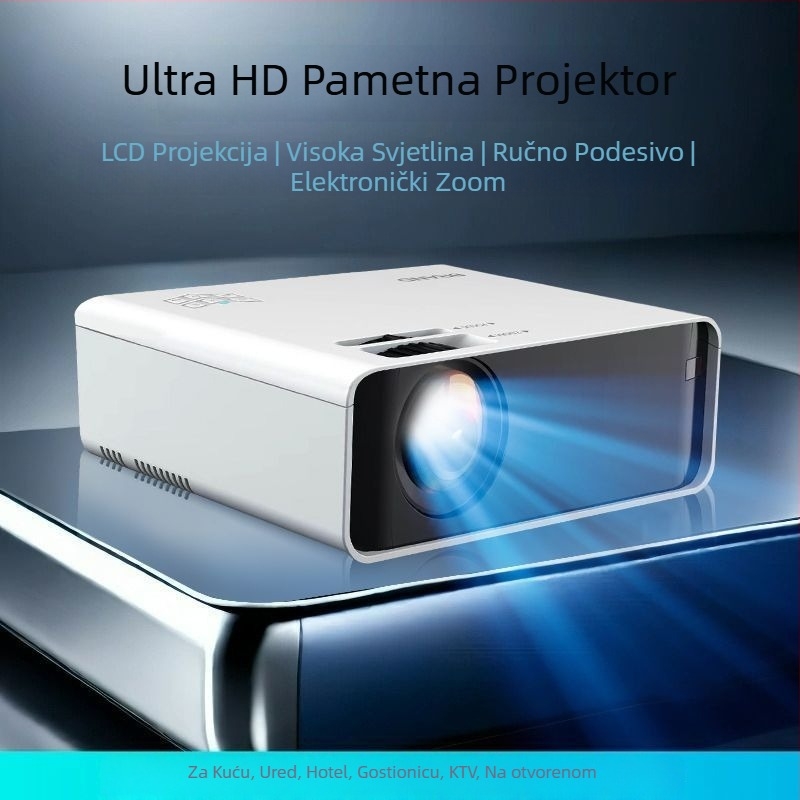 Projektor za spavaću sobu - Ultra HD, mogućnost povezivanja s telefonom, projekcija na zid, za studentski dom