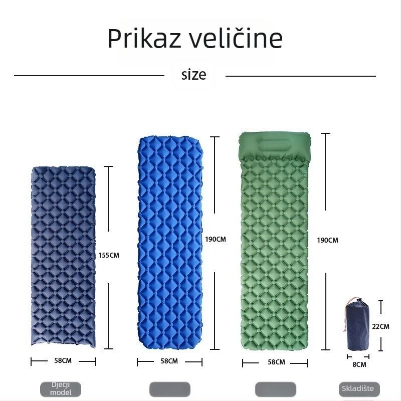 Sklopiva vanjska nafukiva podloga za kampiranje, vodootporna, dizajn jaje-gnijezdo, za jednu osobu