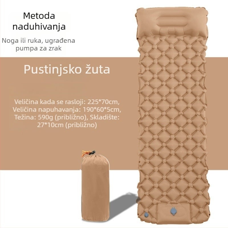 Sklopiva vanjska nafukiva podloga za kampiranje, vodootporna, dizajn jaje-gnijezdo, za jednu osobu