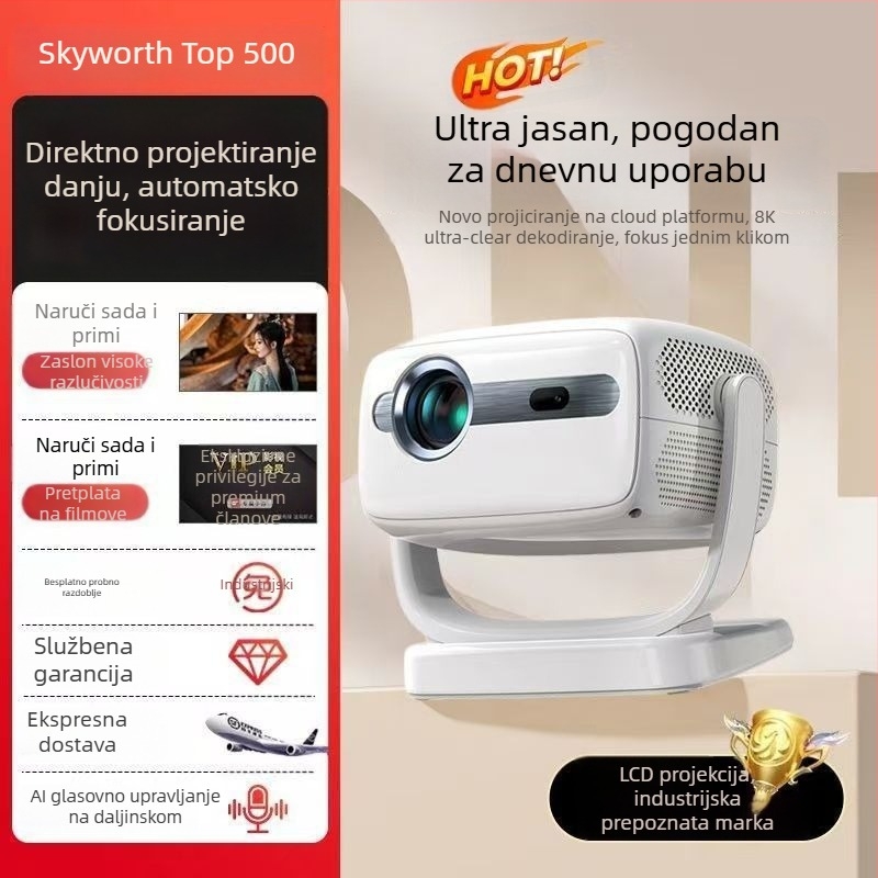 Skyworth 1080p Prijenosni kućni projektor, 3000 lm svjetline, 70W snage
