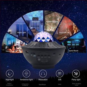 Projektor zvjezdane noći s Bluetooth zvučnikom, daljinskim upravljačem, USB napajanjem, upravljanje putem aplikacije — stolni noćni projektor