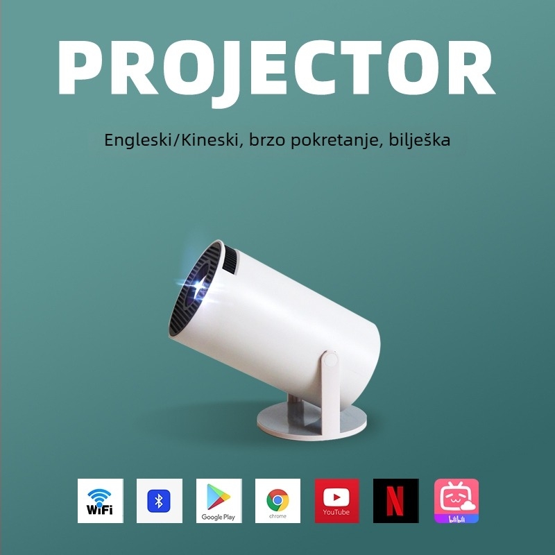 HY300 Prijenosni Mini Projektor s Držačem – LCD, 1080p, Svjetlina 120