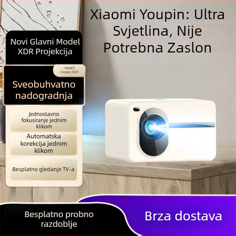 Prenosivi projektor za kućni kino, 1080p, 5000 ANSI lumena, 75W, 3C certifikat 2024200903000235, prvoklasna energetska učinkovitost