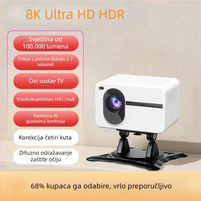 Prenosivi projektor za kućni kino, 1080p, 5000 ANSI lumena, 75W, 3C certifikat 2024200903000235, prvoklasna energetska učinkovitost