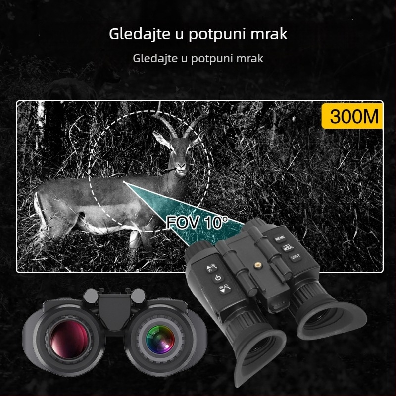 Noćni infracrveni uređaj na glavi, za vanjsku uporabu: povećanje 21x+, objektiv 25 mm, domet do 300 m, napajanje 3,7 V, NV8300