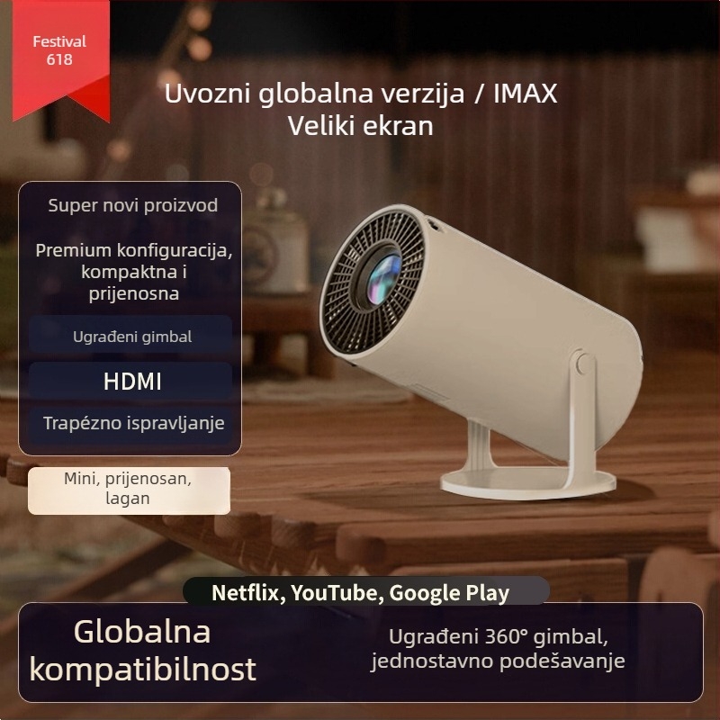 HY300 Prijenosni pametni projektor s Androidom 11 | LCD 1080P | 120 ANSI Svjetlina | Kućno kino