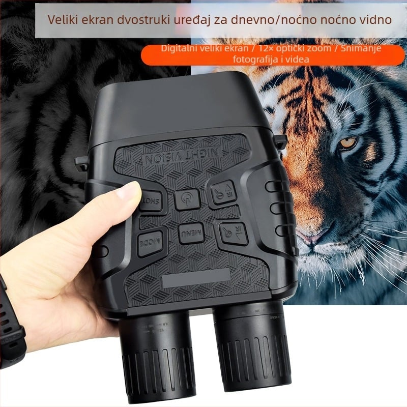 Binokularno noćno gledanje s 12x optičkim povećanjem, infracrveno digitalno noćno viđenje, veliki zaslon