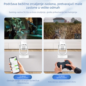 Prijenosni projektor s baterijom, 1080p rezolucija, jačina svjetla 5000 lumena, 80 W snaga