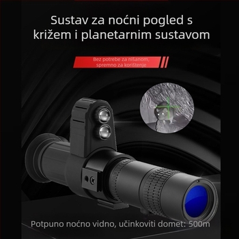 Noćna infracrvena kamera s križnim ciljem i zum teleskopom — 8–24x povećanje, objektiv 4,5 cm, domet 200 m, težina 0,5 kg, napajanje 5V