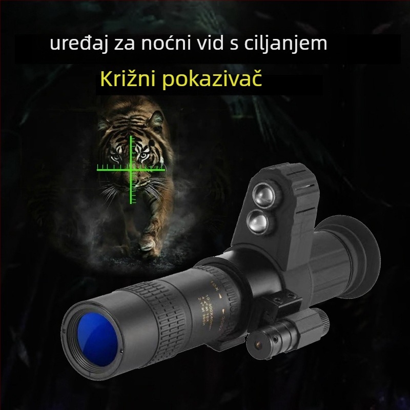 Noćna infracrvena kamera s križnim ciljem i zum teleskopom — 8–24x povećanje, objektiv 4,5 cm, domet 200 m, težina 0,5 kg, napajanje 5V