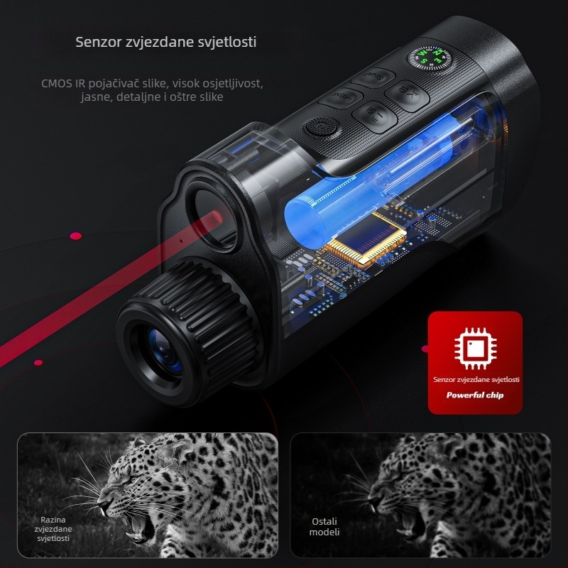 Monokularni uređaj za noćni vid s infracrvenim zrakom, za vanjsku upotrebu, HD digitalni teleskop