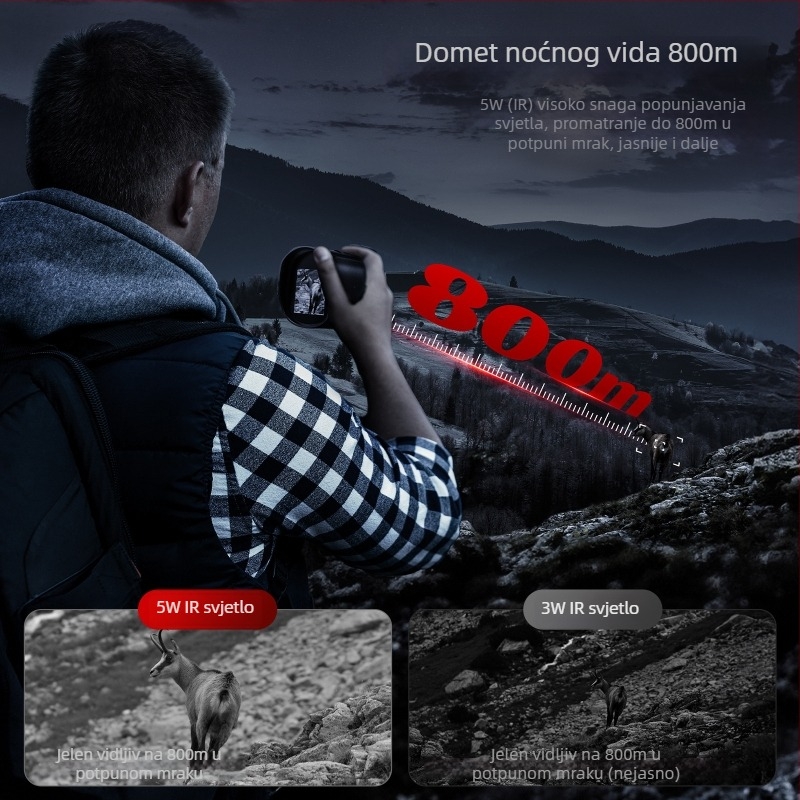 Monokularni uređaj za noćni vid s infracrvenim zrakom, za vanjsku upotrebu, HD digitalni teleskop