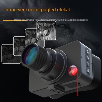 Binokularni noćni vizir s infracrvenim prikazom, ručni/na kacigi nošenje, 5x povećanje, 35 mm objektiv, domet do 500 m, težina 360 g, s crvenim retikulom