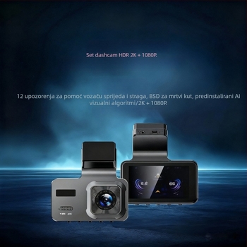 2K skrivena automobilna kamera, ultranocni vid, dvostruko snimanje (prije i poslije), 140° širokokotni ugao, 24-satno praćenje parkirališta