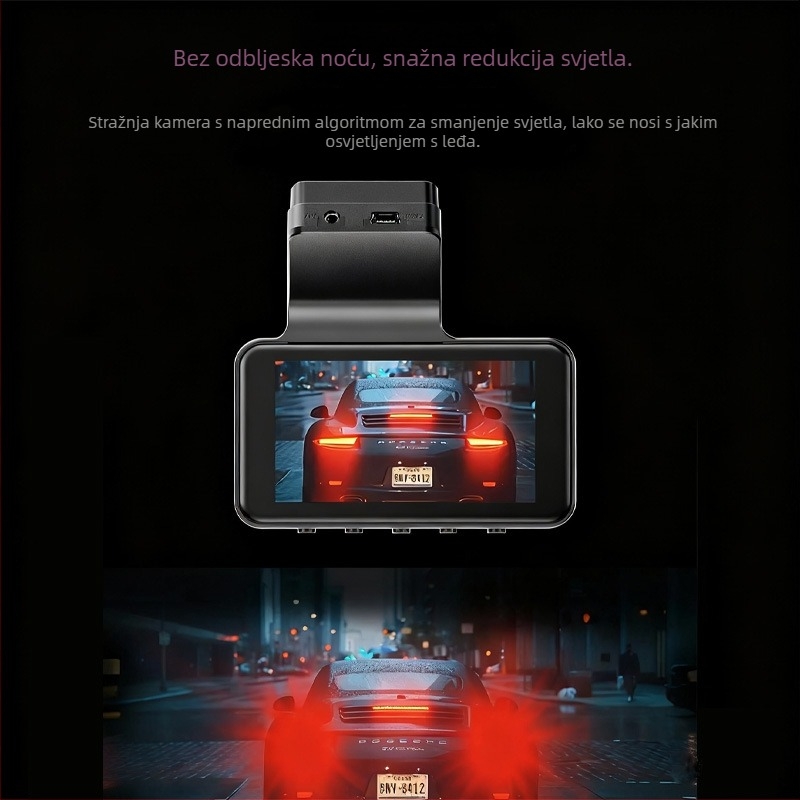 2K skrivena automobilna kamera, ultranocni vid, dvostruko snimanje (prije i poslije), 140° širokokotni ugao, 24-satno praćenje parkirališta