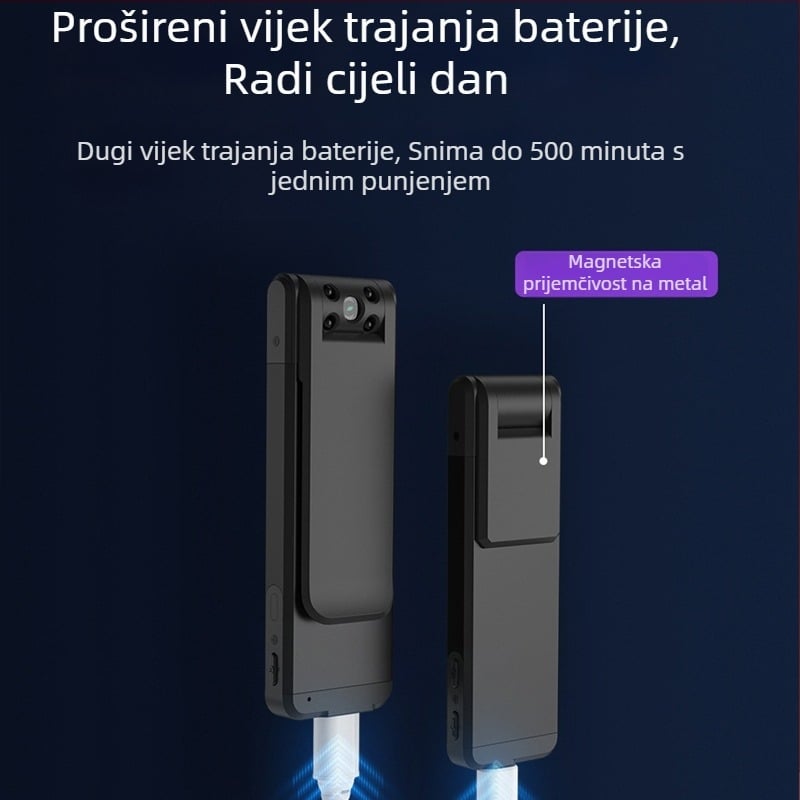 Policijska kamera za nošenje s 1080p videom, noćnim vidom, MicroSD pohrana, USB 2.0, elektronička stabilizacija