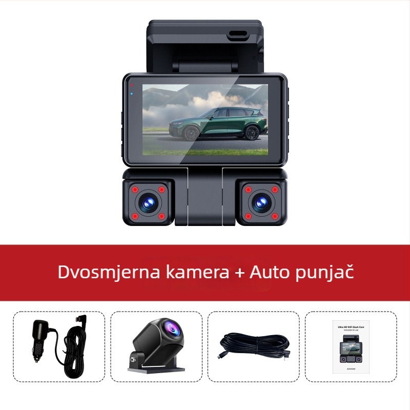 Smart WiFi auto registrator, 4-kanalni s četiri leće, prednja i stražnja snimka, 3,0-inčni zaslon, 1600P, kut snimanja 170°