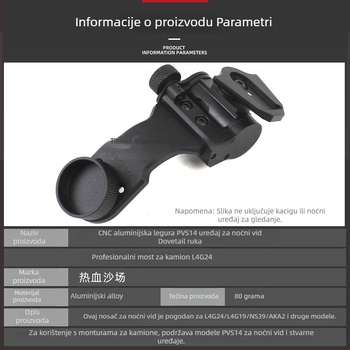 Držač PVS-14 za noćno infracrveno viđenje – J-rameni nosač i zakrivljeni rameni, CNC aluminijska legura, dovetail most, 0,08 kg