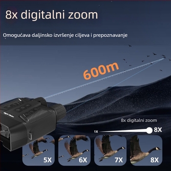 Infracrveni binokular za noćni vid, 5x optičko povećanje, 8x digitalni zum, 42 mm objektiv, približno 600 m domet, 852 g težine