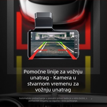 Automobilska dash kamera s prednjim i stražnjim dvostrukim snimanjem, 4K noćno snimanje, 170° široki kut, 2160p video, instalacija bez alata