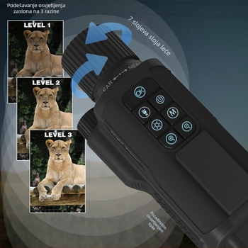 Infracrveni noćni monokular, 6x-10x povećanje, 25 mm objektiv, 600 m domet gledanja, težina 255 g