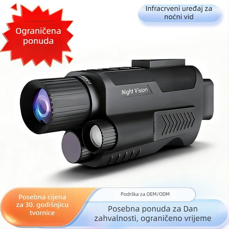 Infracrveni noćni monokular, 6x-10x povećanje, 25 mm objektiv, 600 m domet gledanja, težina 255 g