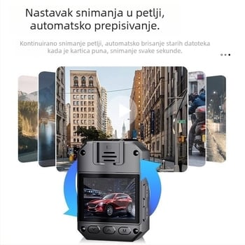 Policijska kamera za tijelo s klipom, 1080p, F1.0, Detekcija pokreta, TF kartica, način rada tipke
