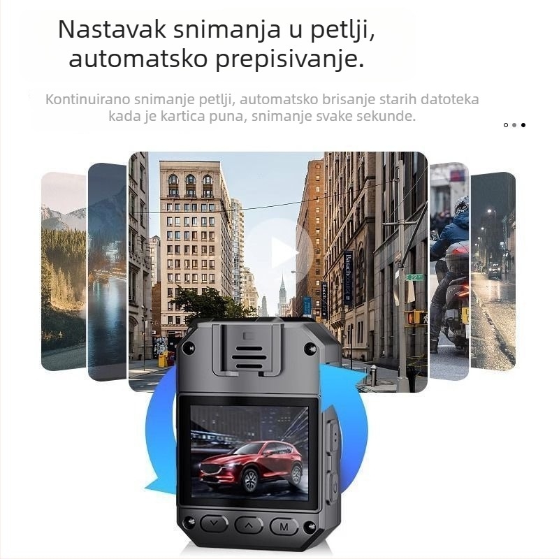 Policijska kamera za tijelo s klipom, 1080p, F1.0, Detekcija pokreta, TF kartica, način rada tipke