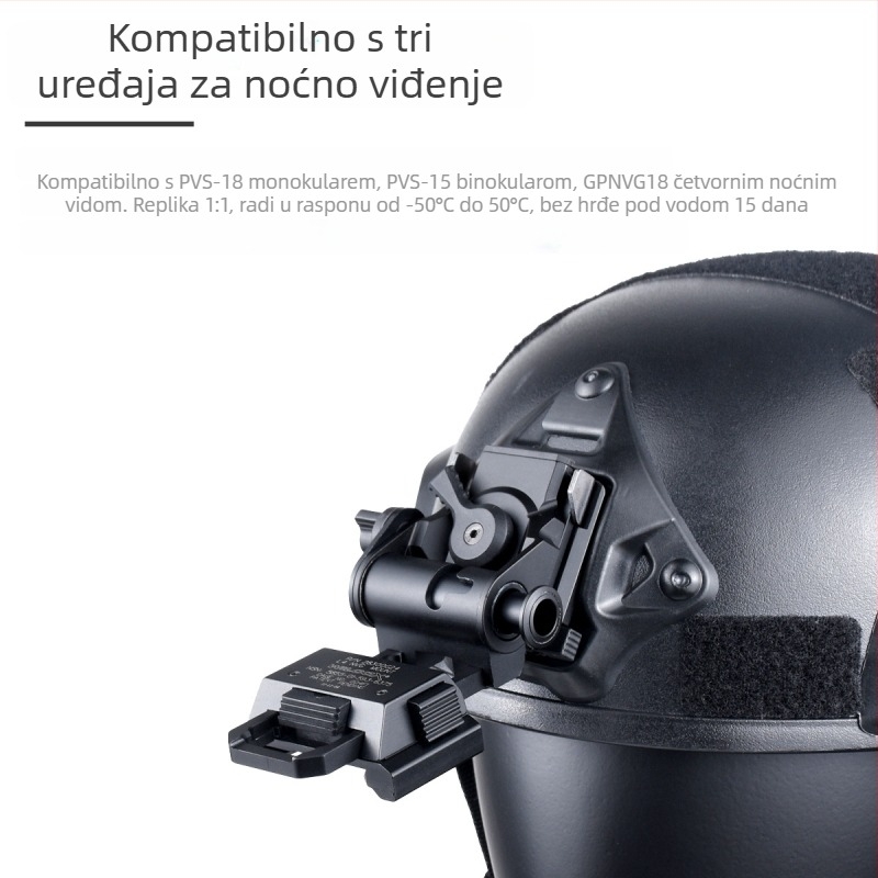 Metalni nosač kacige noćnog vida L4G24 za PVS-15/18/GPNVG18 (zumiranje 1-200x, promjer objektiva 1-50 mm, domet gledanja 1-50 m, težina 270 g, šifra proizvoda F025)