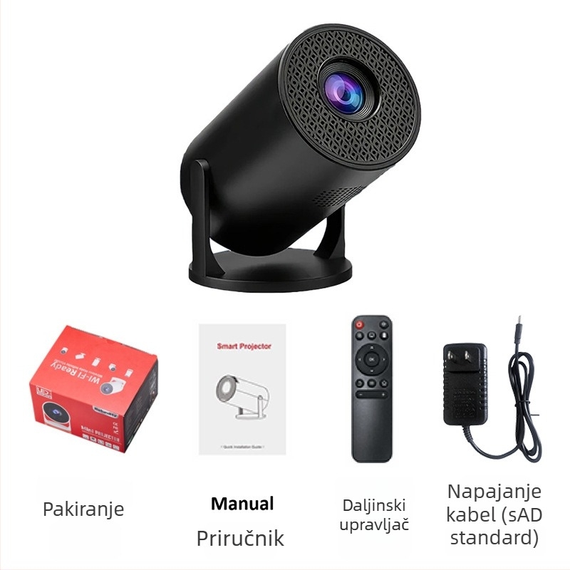 Prijenosni projektor M5 s bežičnim Wi-Fi i zrcaljenjem zaslona za telefone, TYPE-C kompatibilan, rezolucija 320x240, udaljenost projekcije 1-2 m, ručno fokusiranje, snaga 10-24W