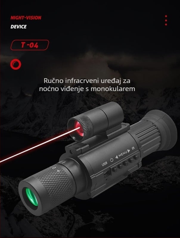 Infracrveni noćni uređaj za viđenje, cjelokovnog kućišta, uklonjivi križni cilj, domet 500 m, za dnevnu i noćnu upotrebu
