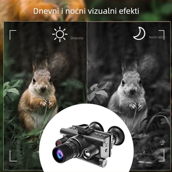Nošivo infracrveno uređaj za noćni vid na glavi sa 3x optičkim povećanjem i 8x digitalnim zumom, 25 mm objektiv, domet 600 m, težina 375 g
